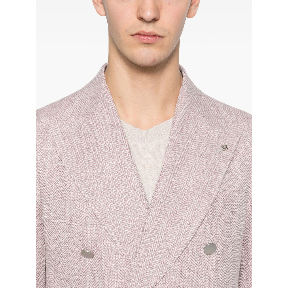 Double-Breasted Herringbone Blazer