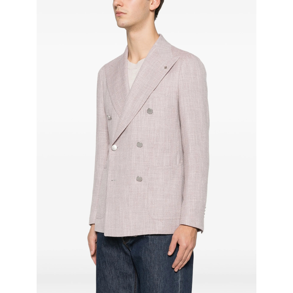 Double-Breasted Herringbone Blazer