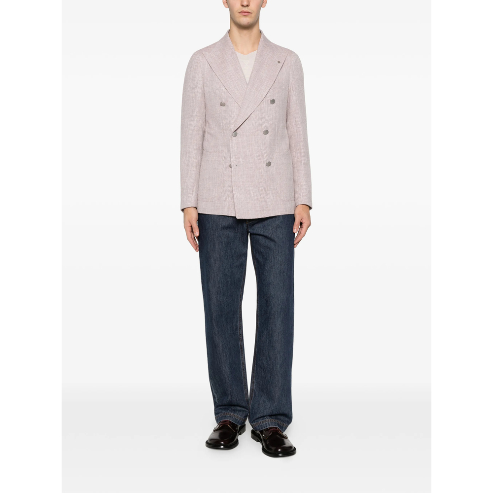 Double-Breasted Herringbone Blazer