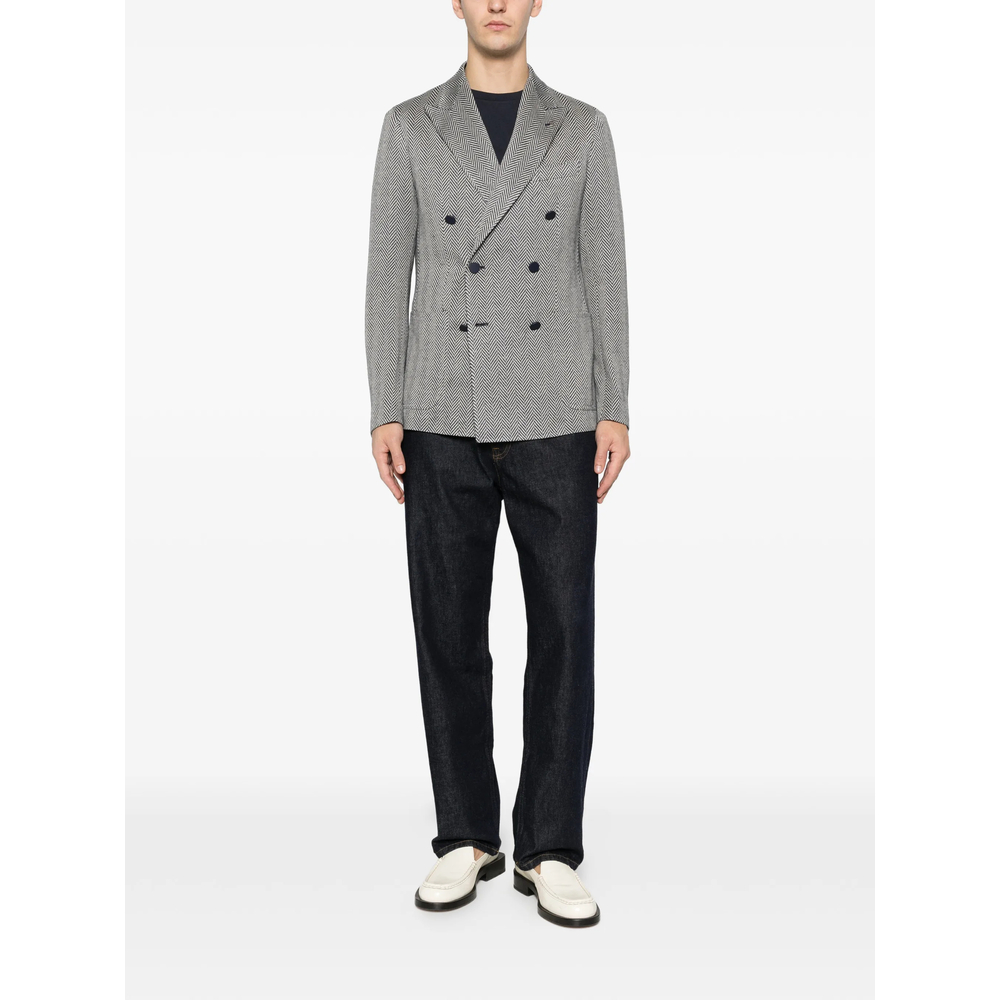 Herringbone Double-Breasted Blazer