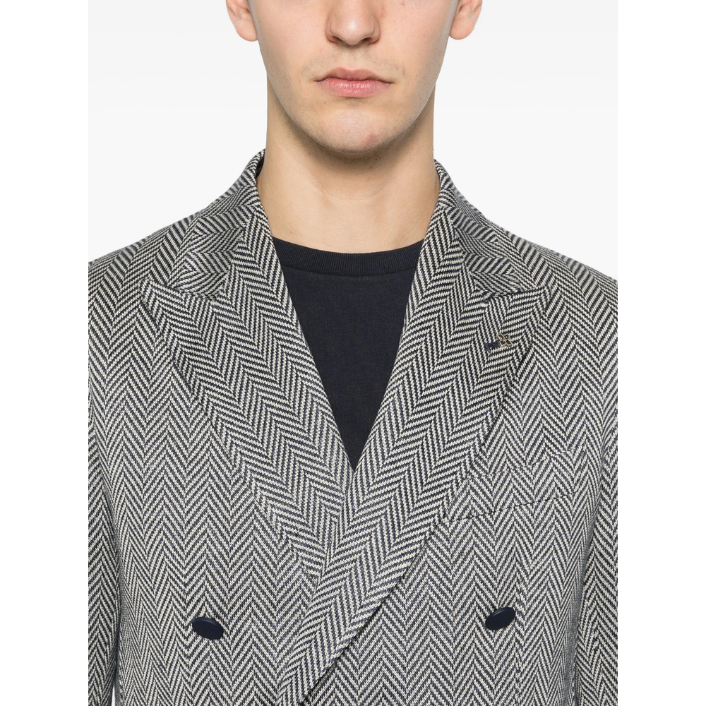 Herringbone Double-Breasted Blazer