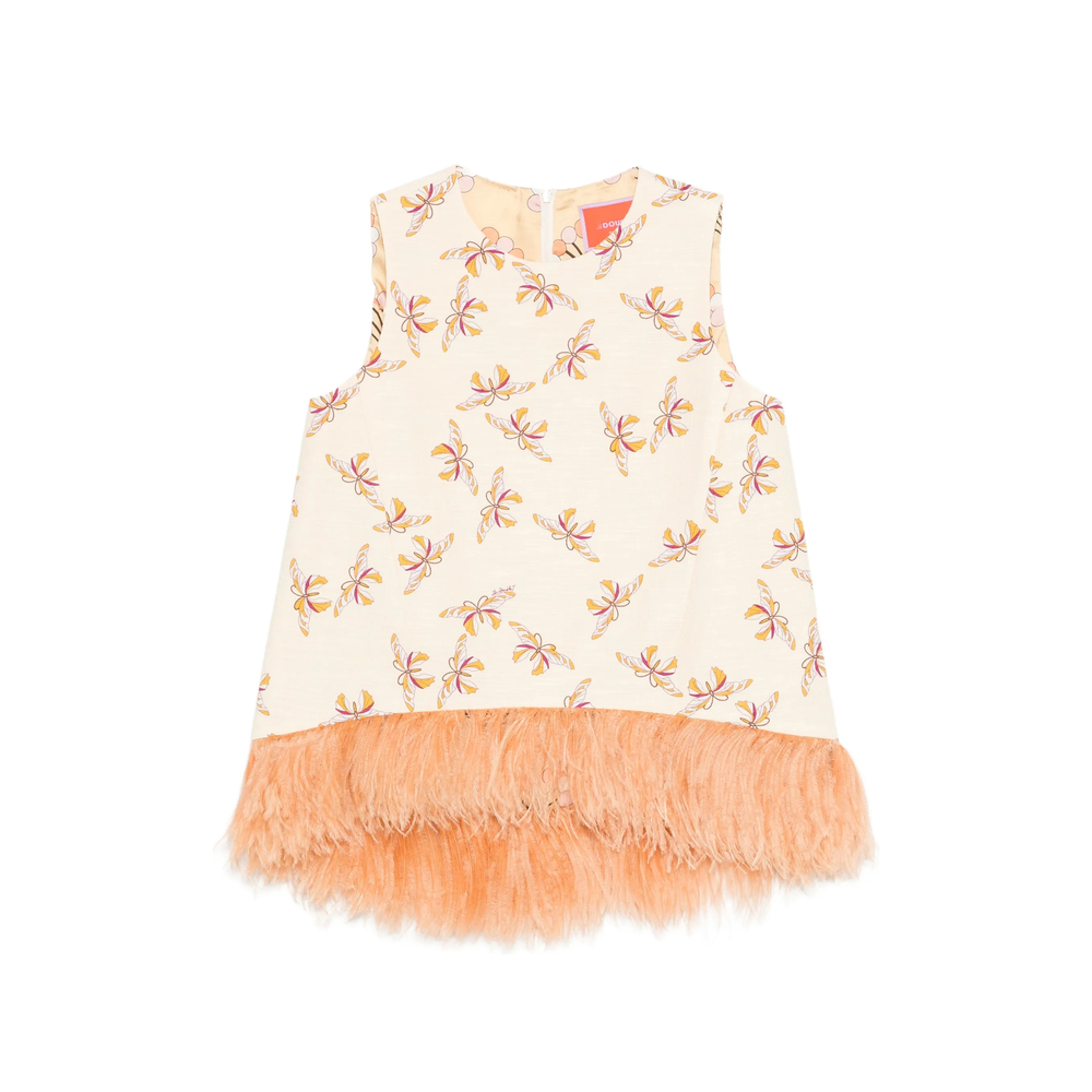 La Double J La Scala Floral-print Fringed Top