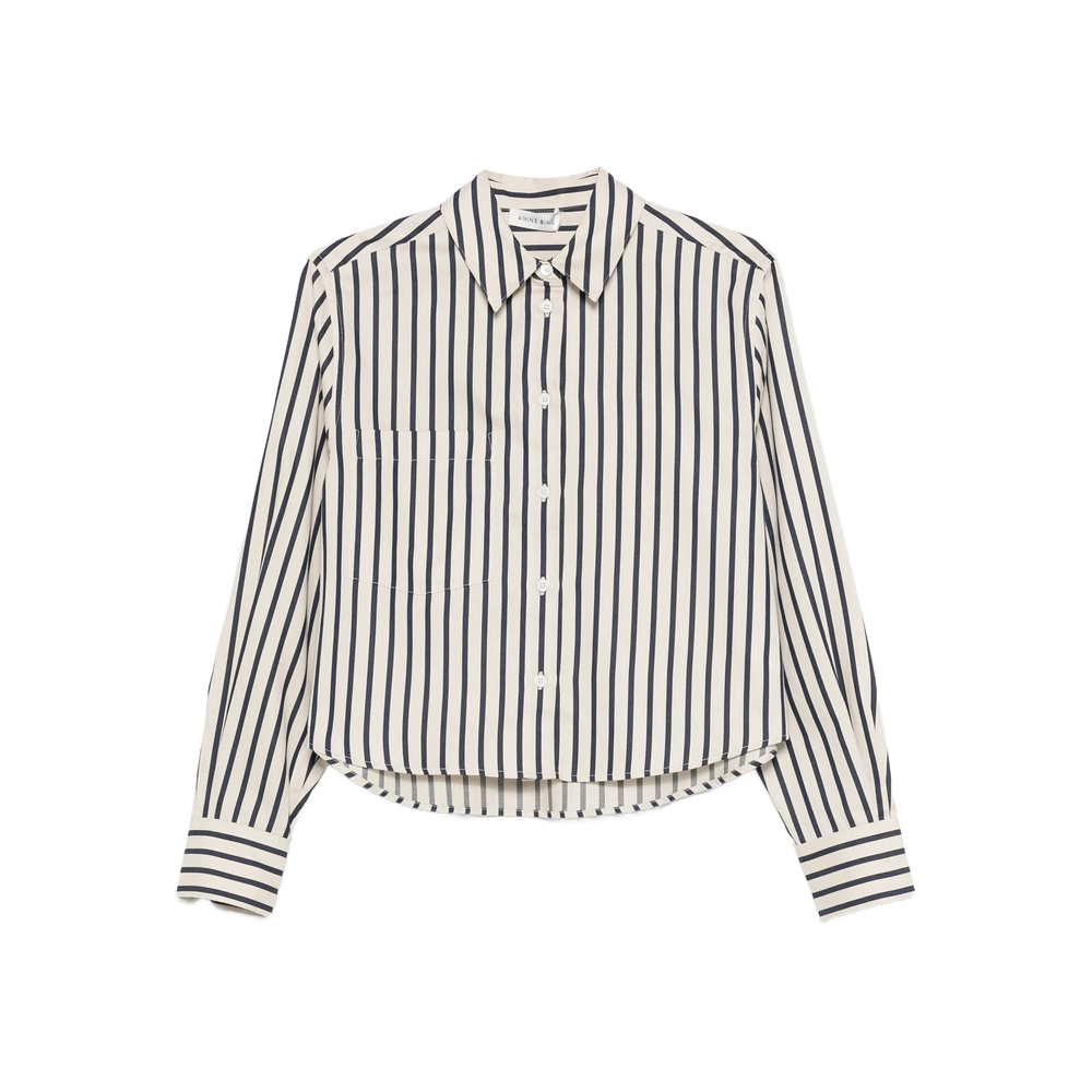 Anine Bing Essie Striped Cropped Shirt