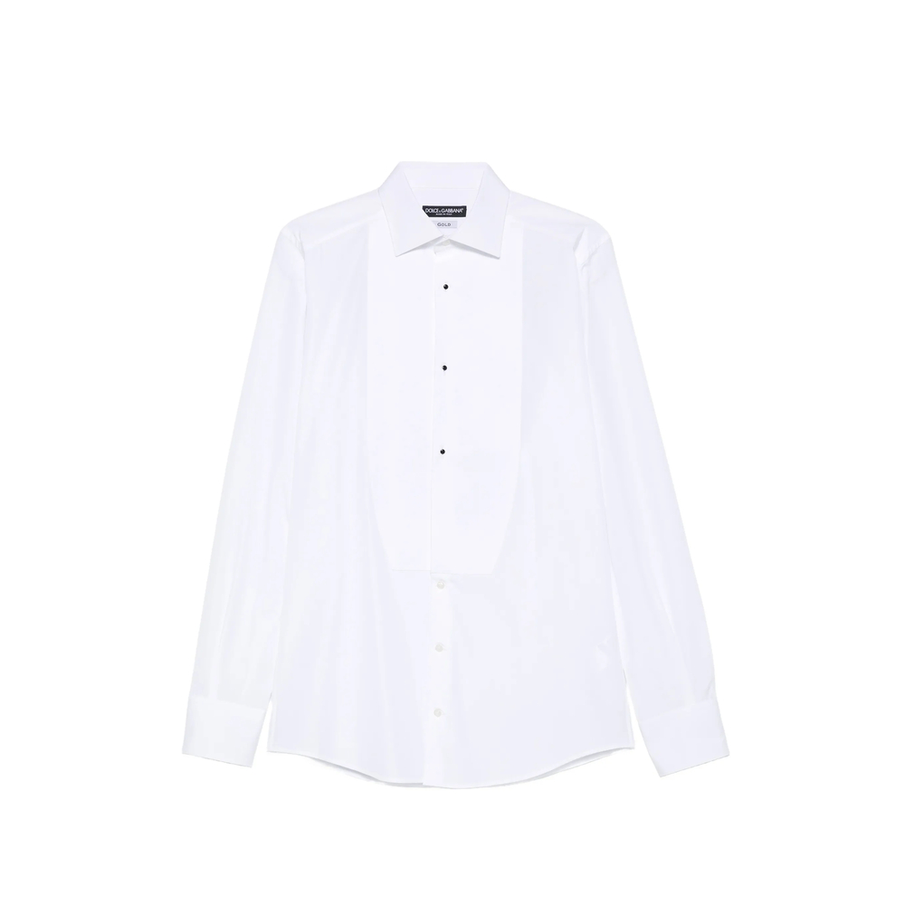Dolce & Gabbana Cotton Poplin Gold-fit Tuxedo Shirt