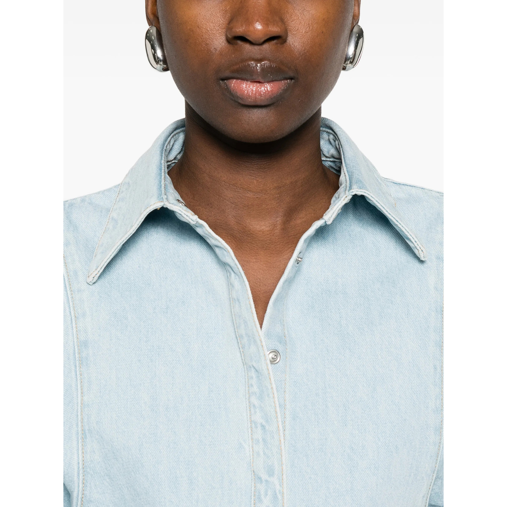 Puff-Sleeve Denim Shirt