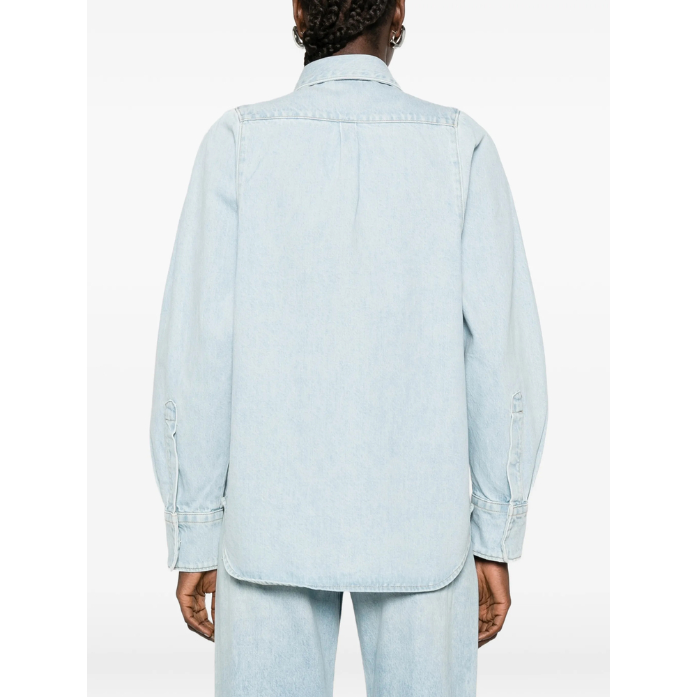 Puff-Sleeve Denim Shirt