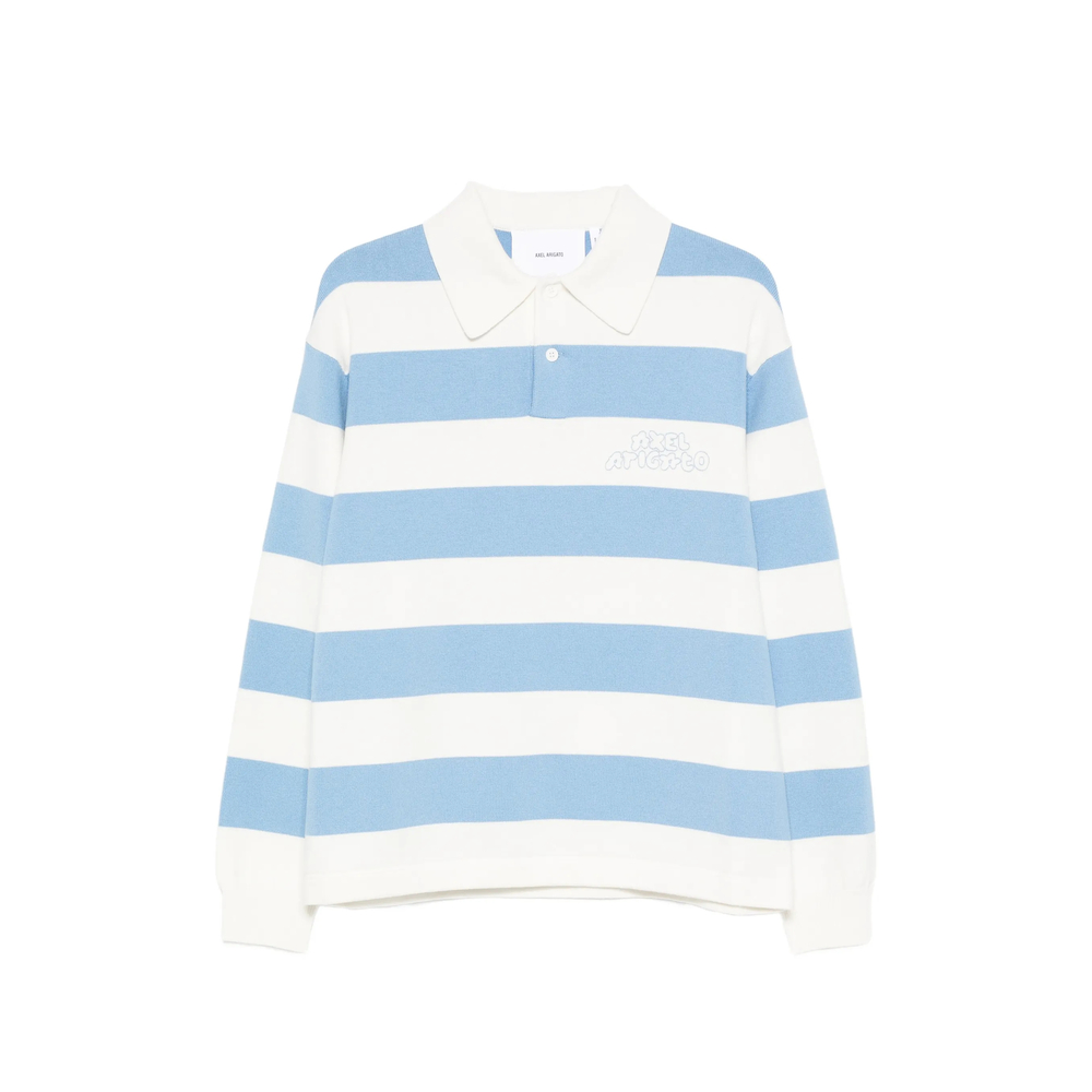 Rey Striped-Pattern Logo-Embroidery Polo Sweater