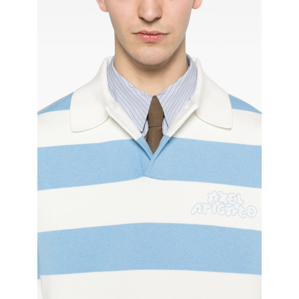 Rey Striped-Pattern Logo-Embroidery Polo Sweater