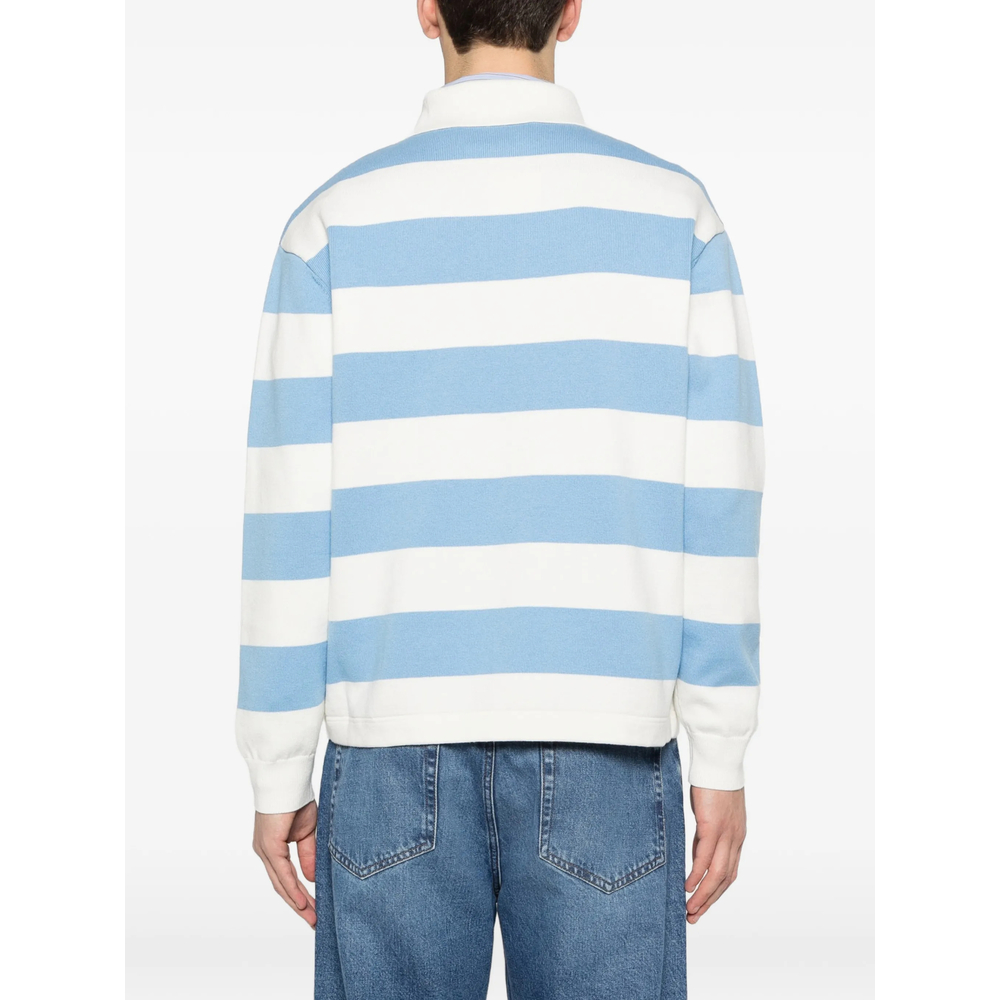 Rey Striped-Pattern Logo-Embroidery Polo Sweater
