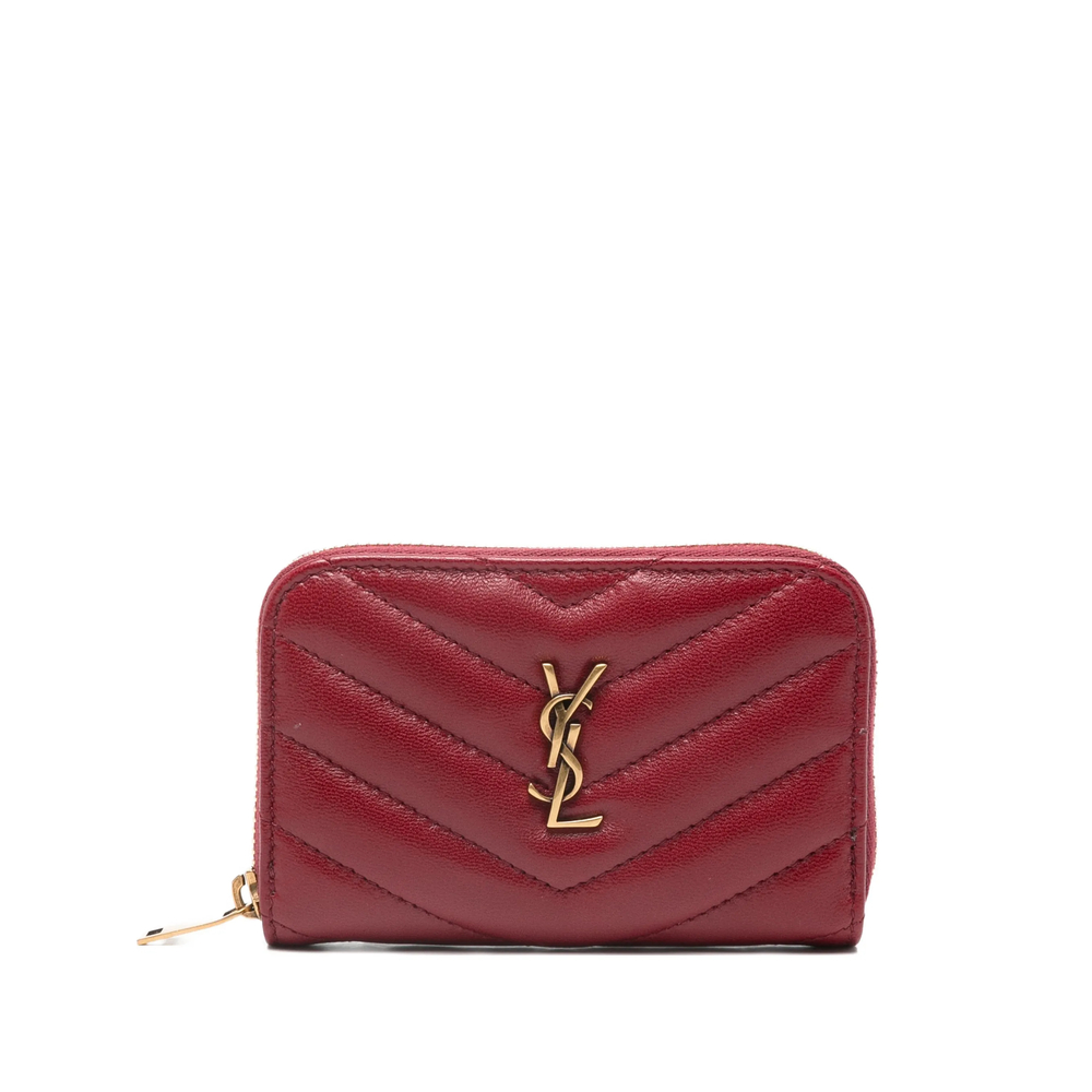 Saint Laurent Chevron Logo Wallet In Red