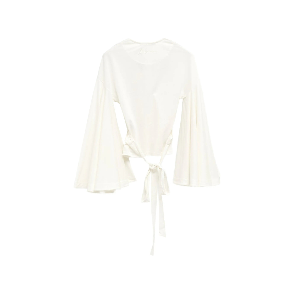 Long-Sleeved Tie Blouse
