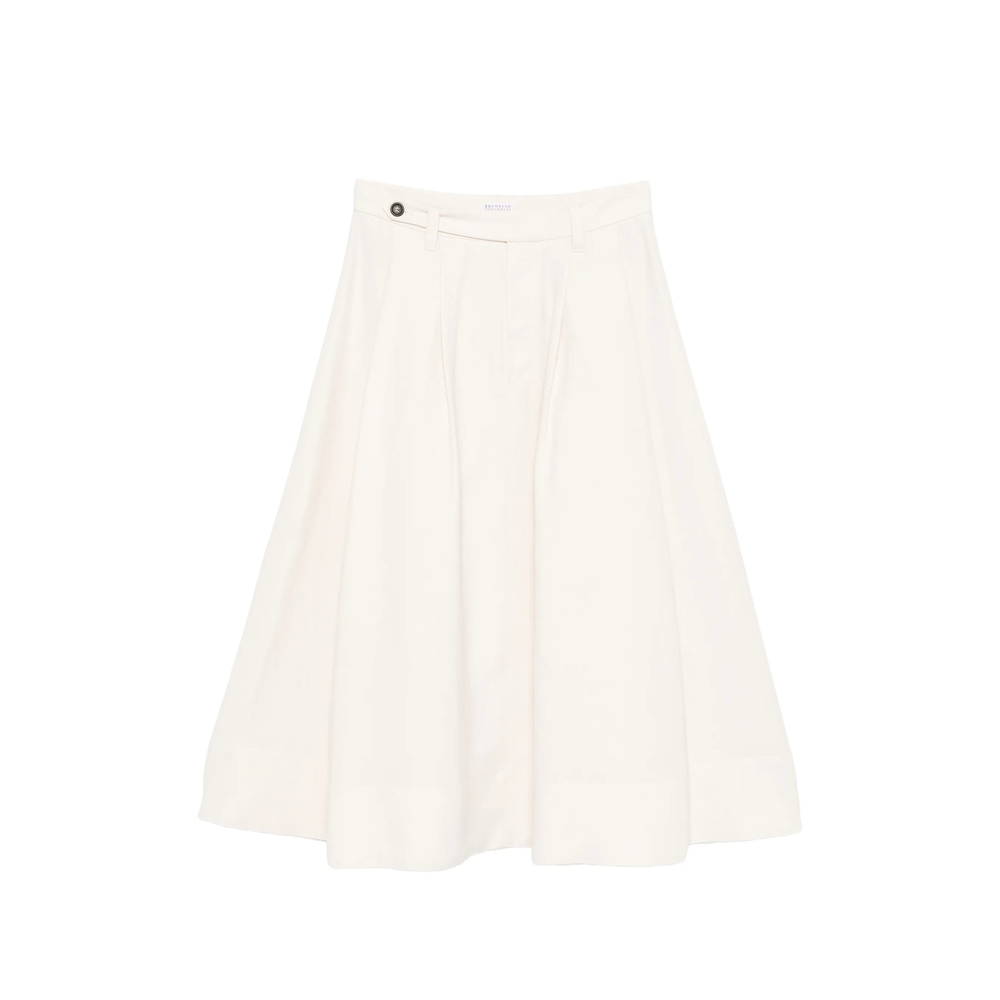 Brunello Cucinelli Monili-detail Midi Skirt In White