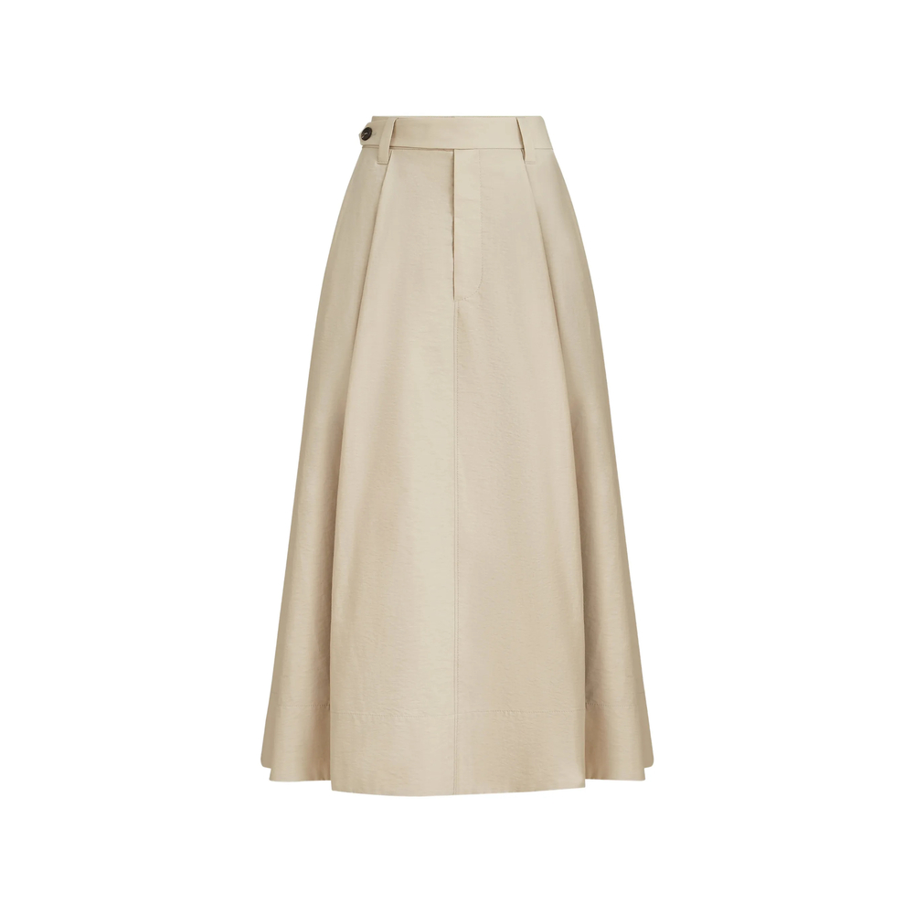 Brunello Cucinelli Sartorial Button Midi Skirt In Neutral