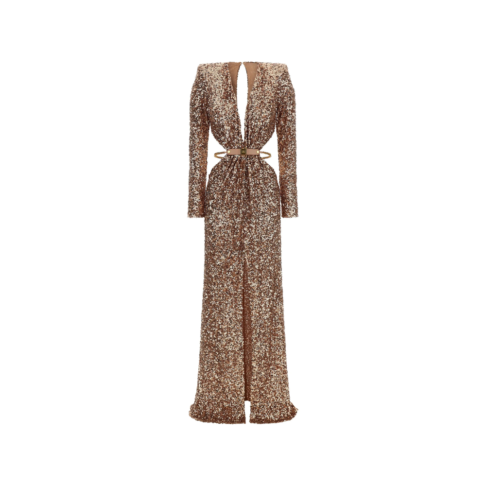 Elisabetta Franchi Red Carpet V-neck Maxi Dress