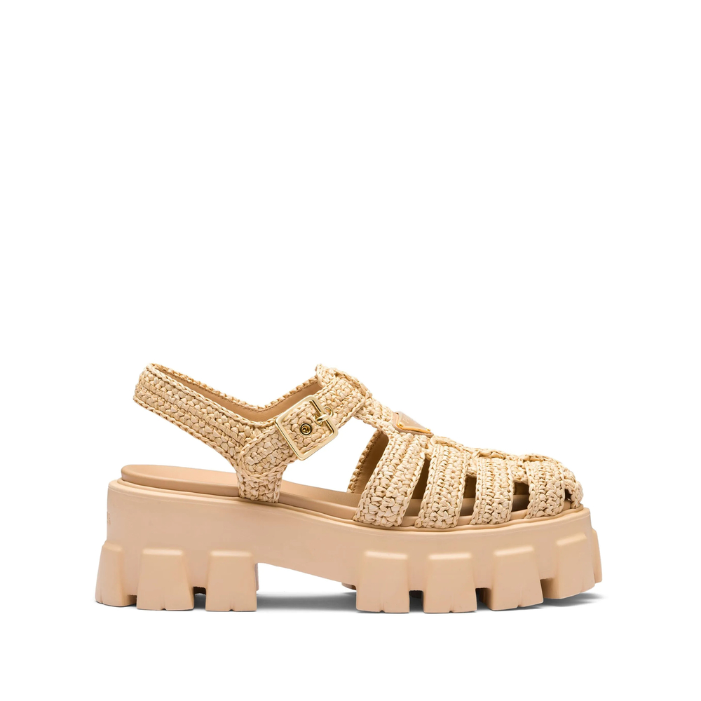 Prada Monolith Raffia-effect Sandals