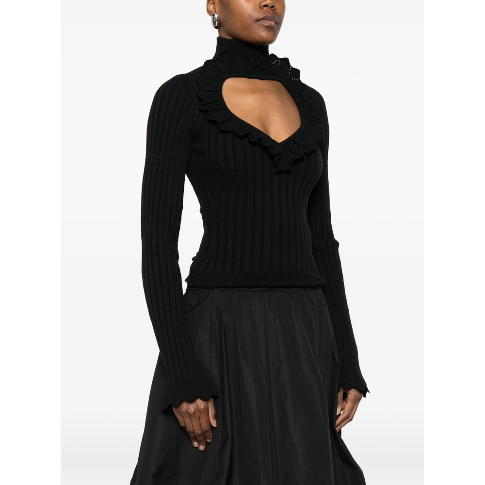 Ruffled Heart-Cutout Sweater