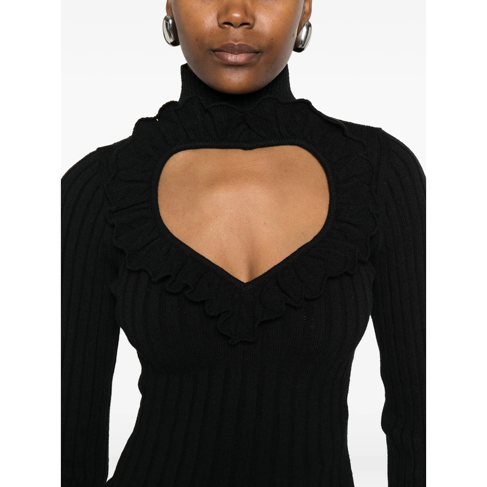 Ruffled Heart-Cutout Sweater