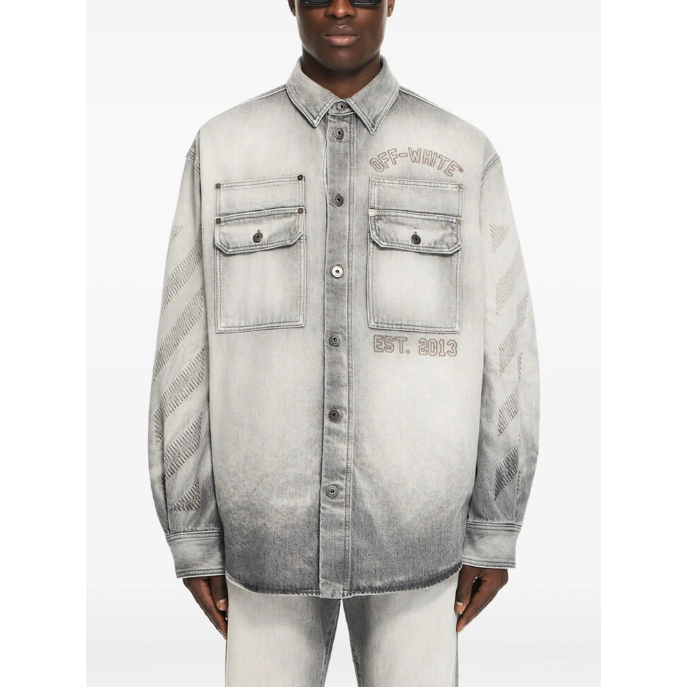 Off-white Diagonals-print Denim Jacket