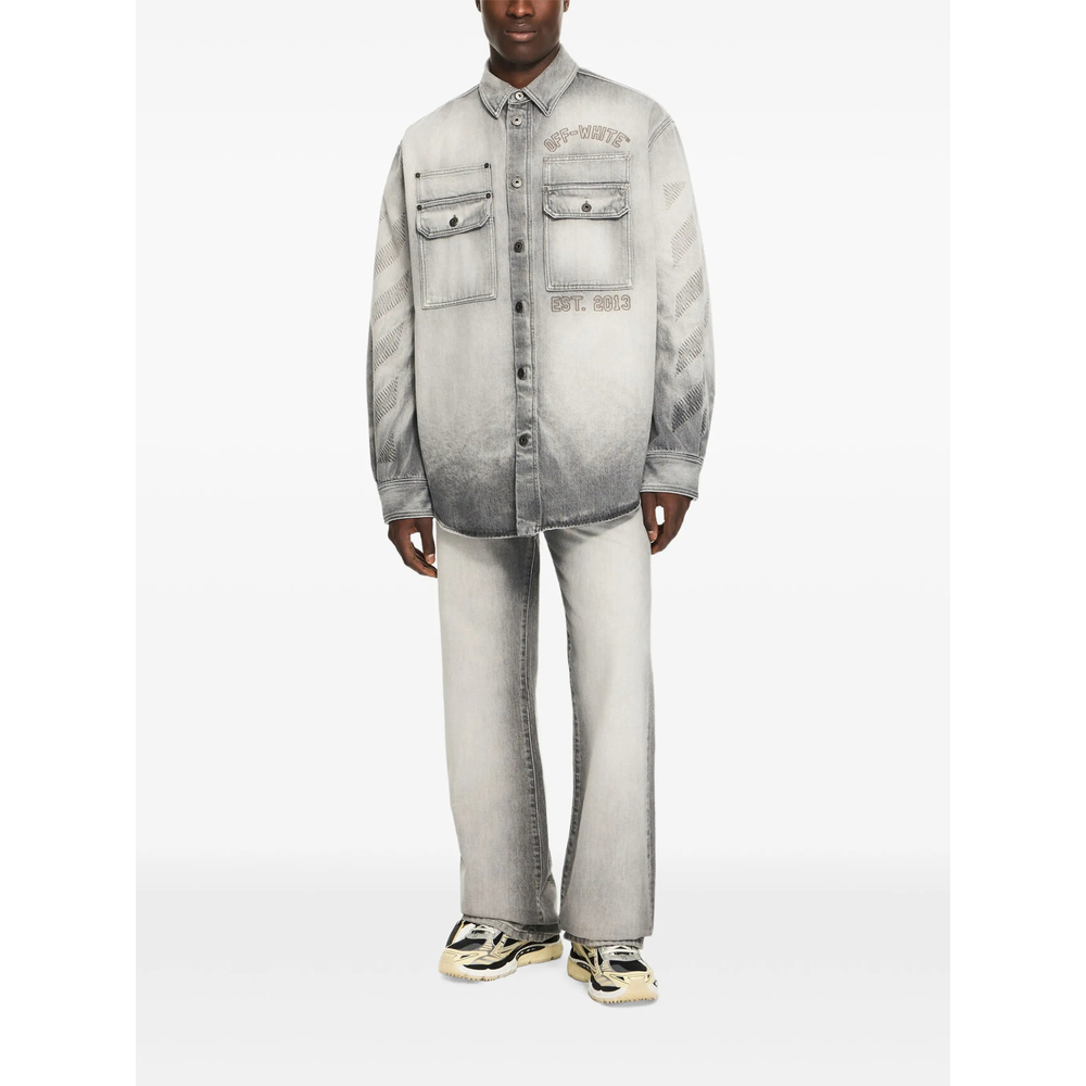 Off-white Diagonal Embroidery Slim-fit Jeans