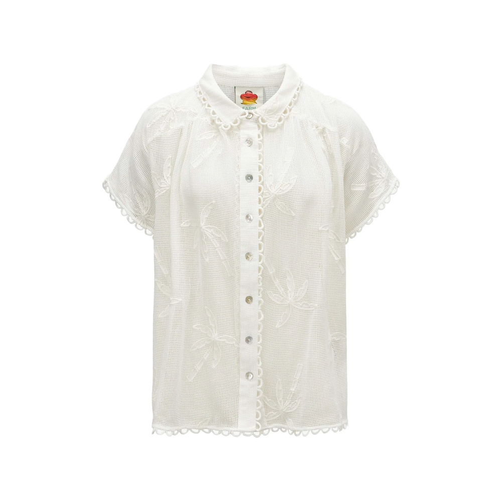 Farm Rio Palm Trees Scalloped Shirt