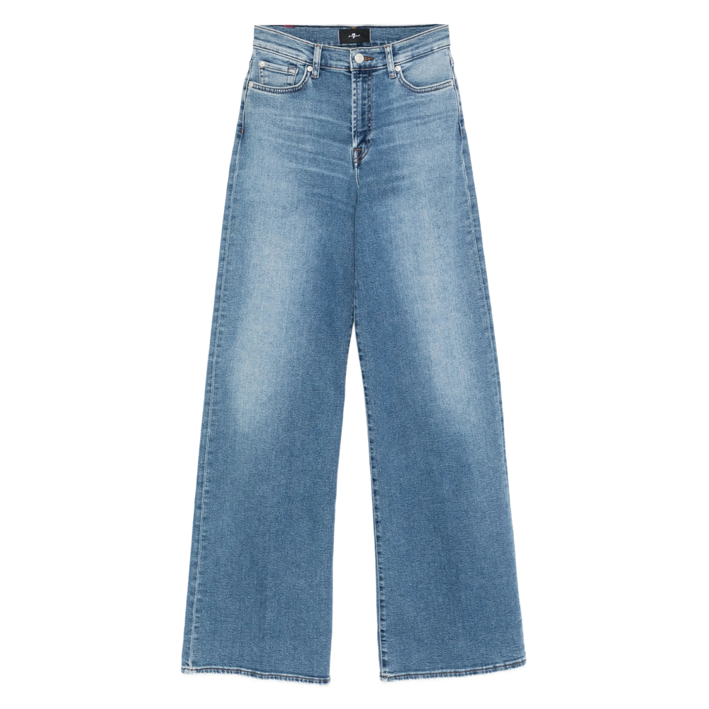 7 For All Mankind Buttoned Wide-leg Jeans
