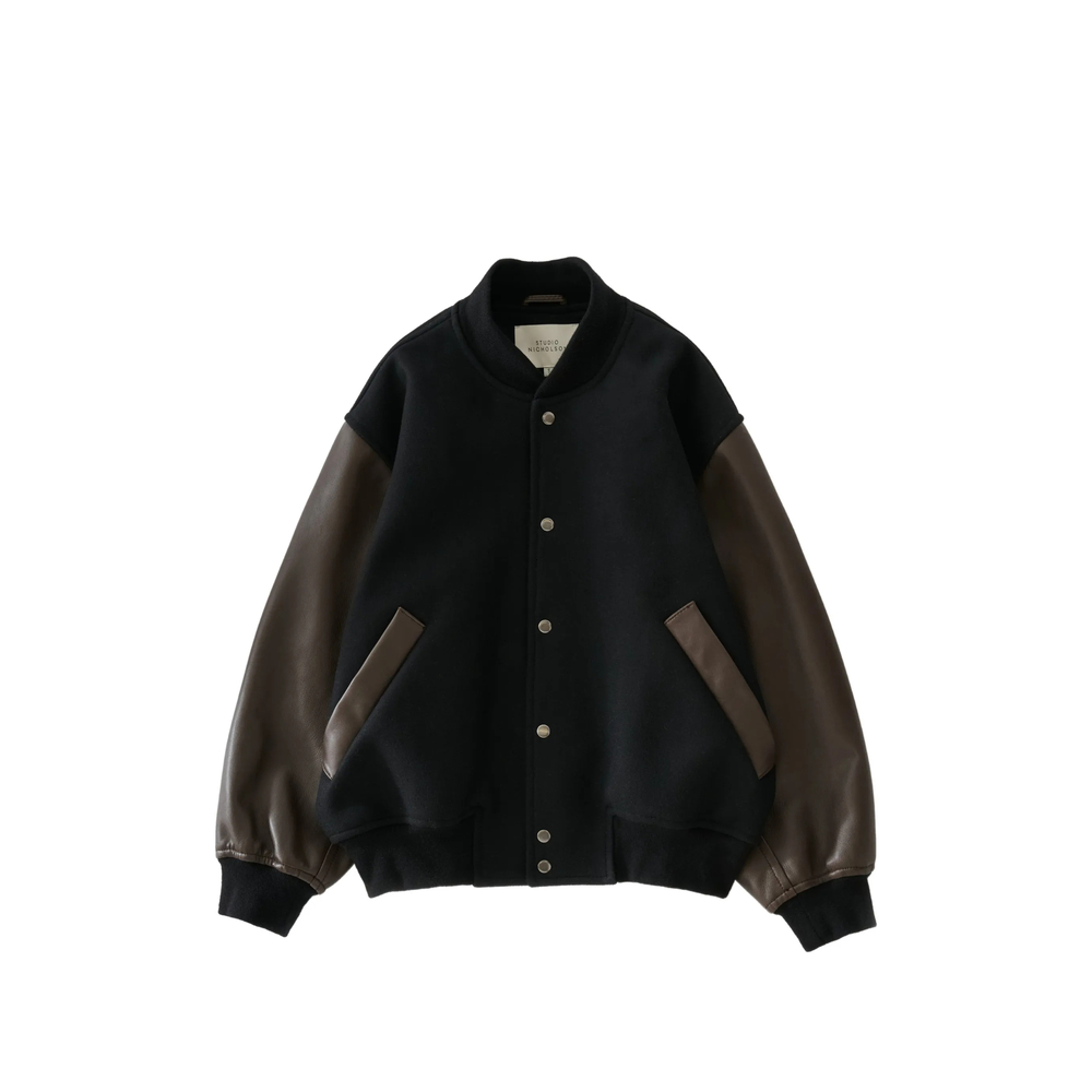 Studio Nicholson Alph Leather-sleeve Bomber Jacket