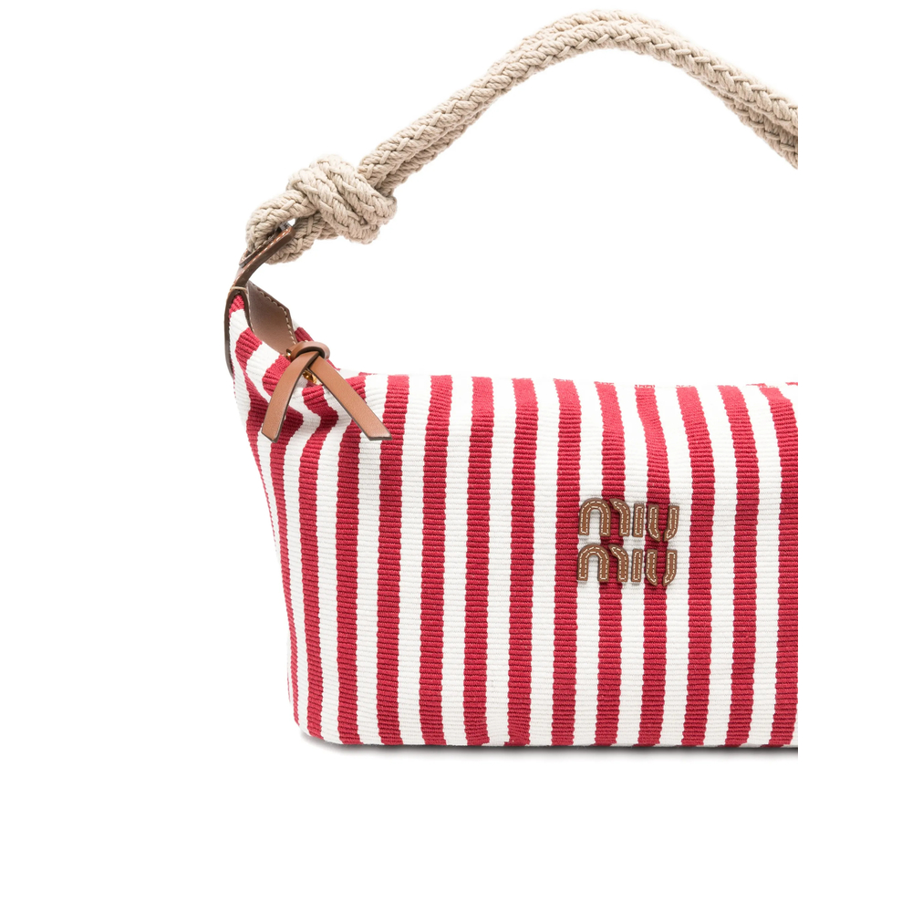Striped Rope-Handle Shoulder Bag