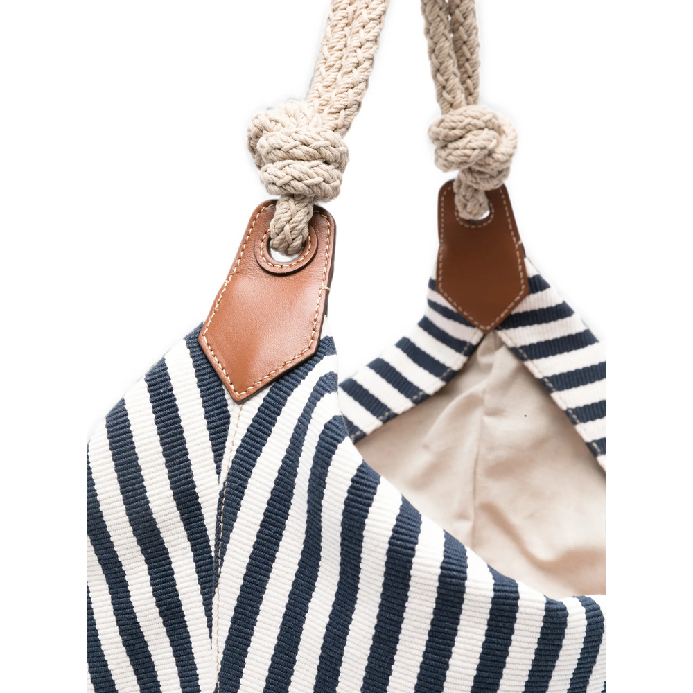 Striped Rope-Handle Shoulder Bag
