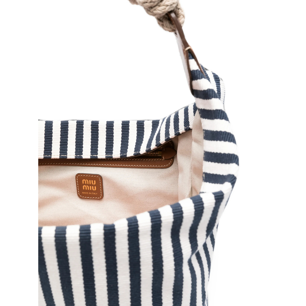 Striped Rope-Handle Shoulder Bag