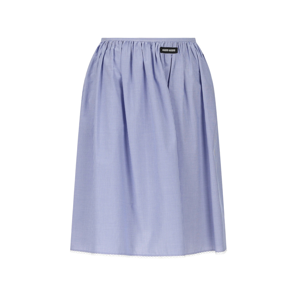 Miu Miu Gathered-waist Logo Midi Skirt In Multi