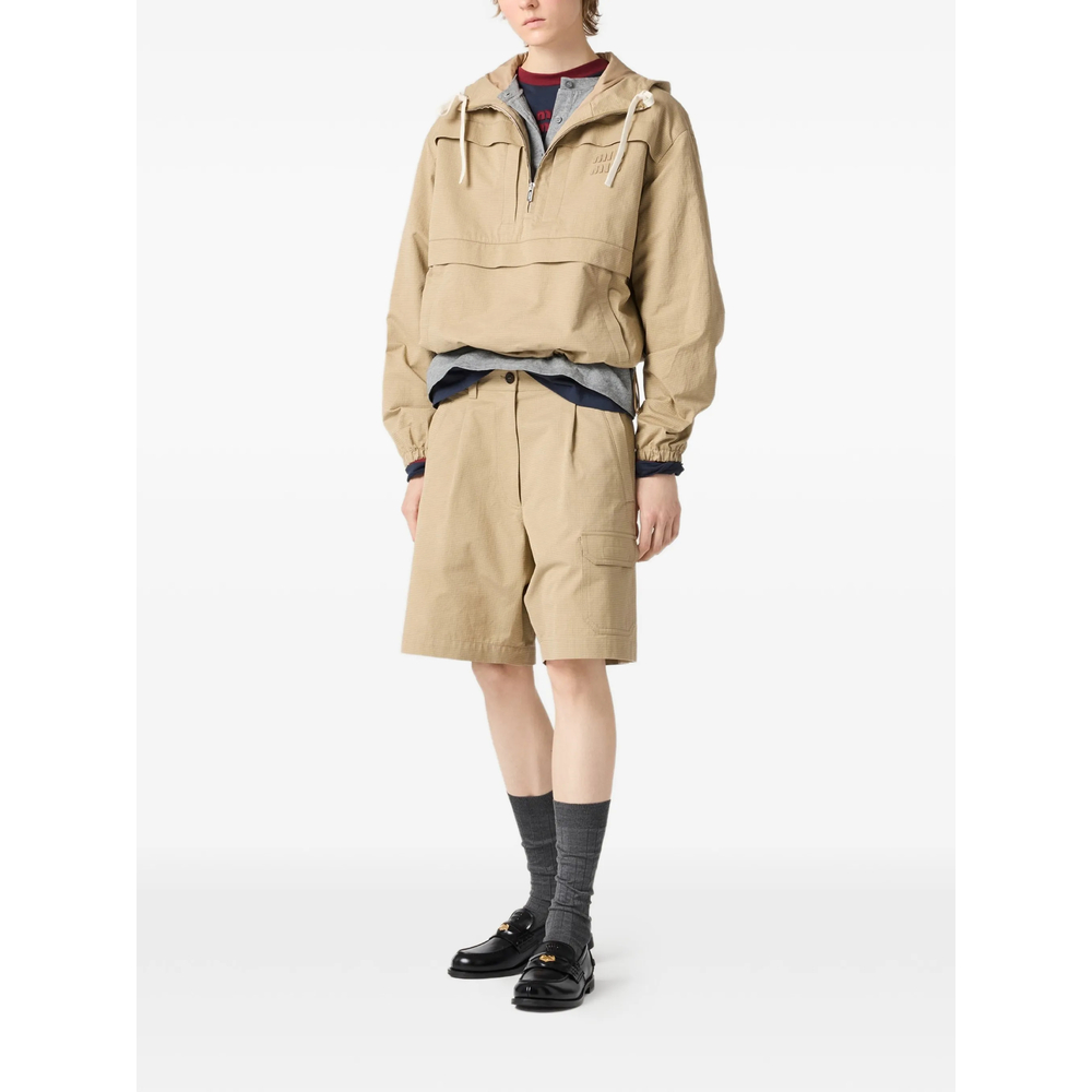 Miu Miu Half-zip Oversized Jacket In Neutral