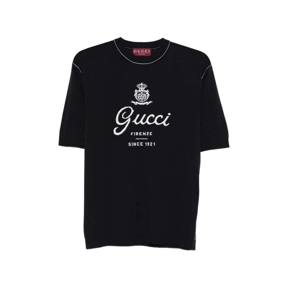 Gucci Knit Silk Linen T-shirt With Intarsia