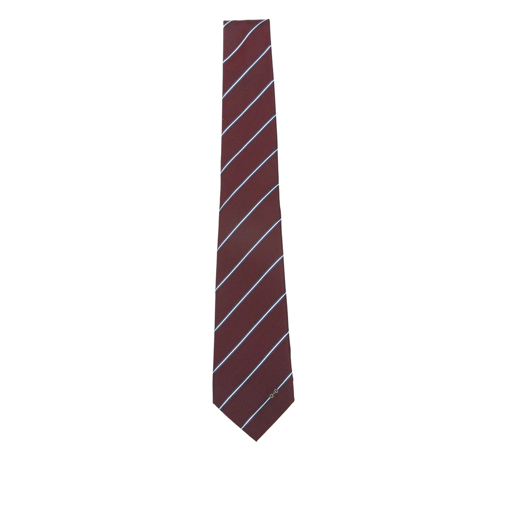 Gucci Striped Emblem Tie