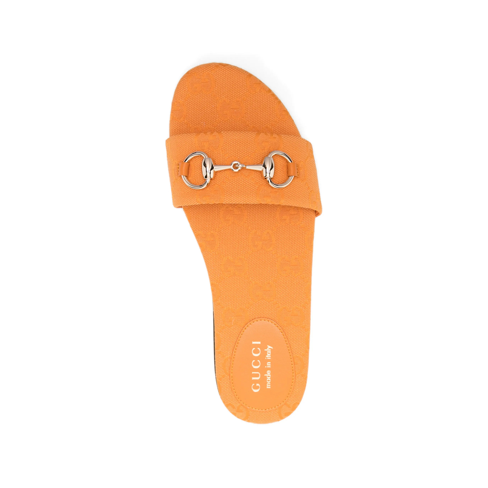 Canvas GG Horsebit Patterned Slides
