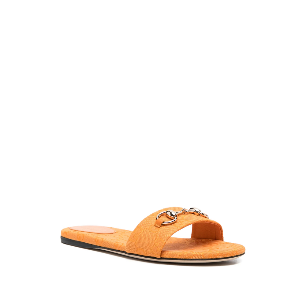 Canvas GG Horsebit Patterned Slides