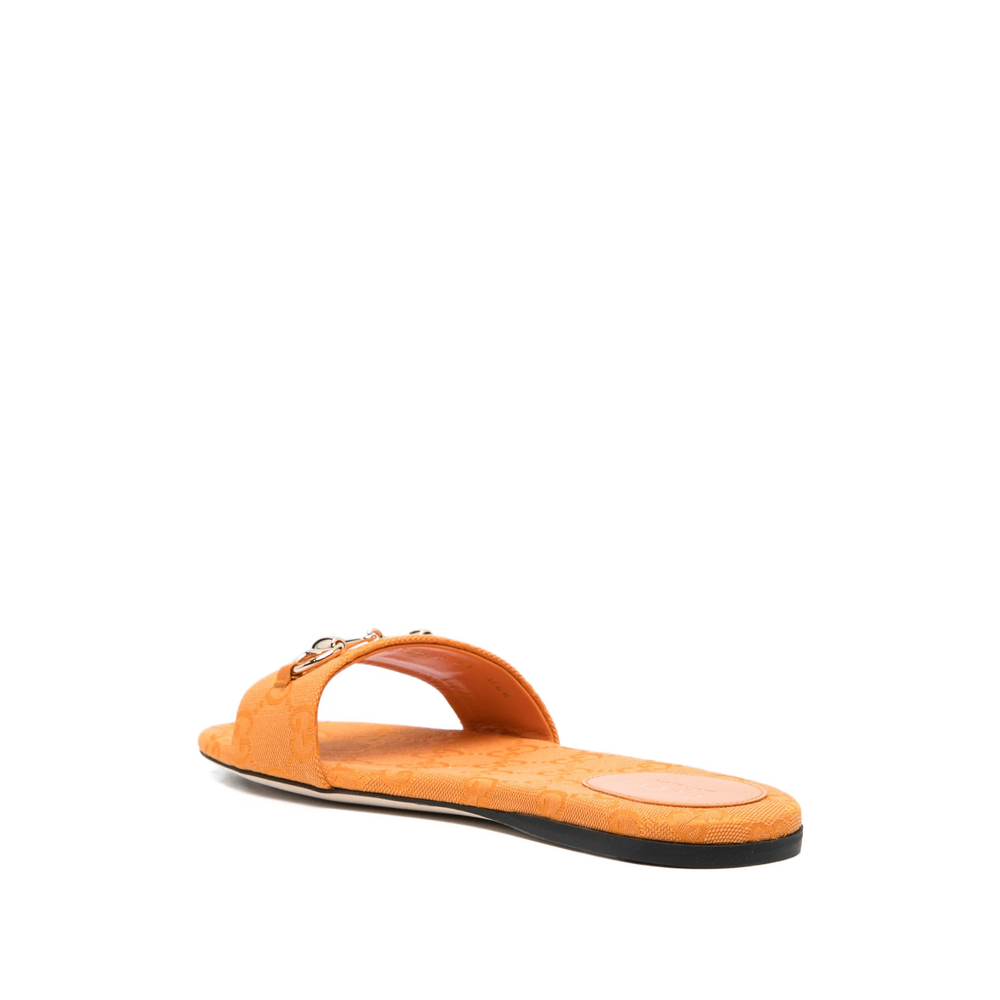 Canvas GG Horsebit Patterned Slides