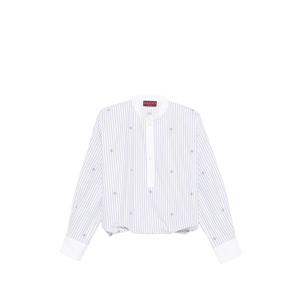Gucci Striped Embroidery Blouse