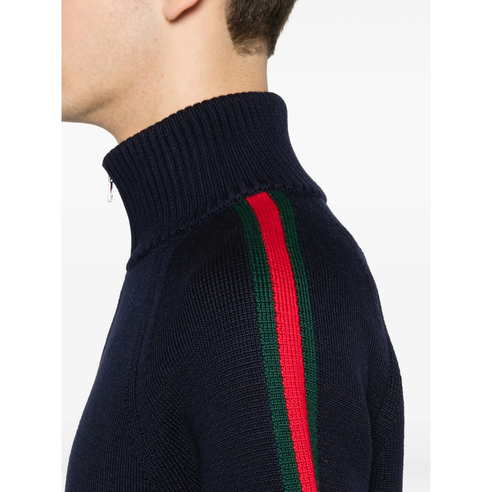 Woven Stitch Knit Wool Zip Jacket