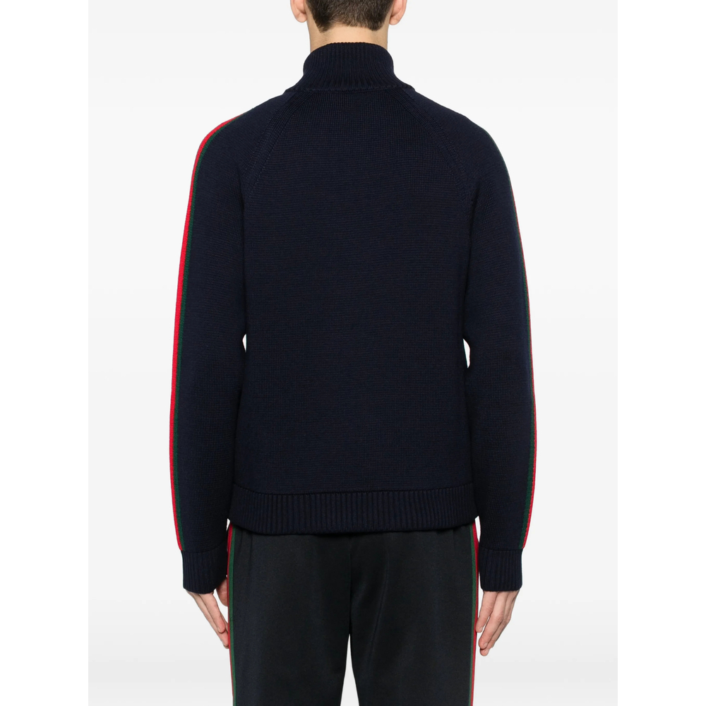 Woven Stitch Knit Wool Zip Jacket