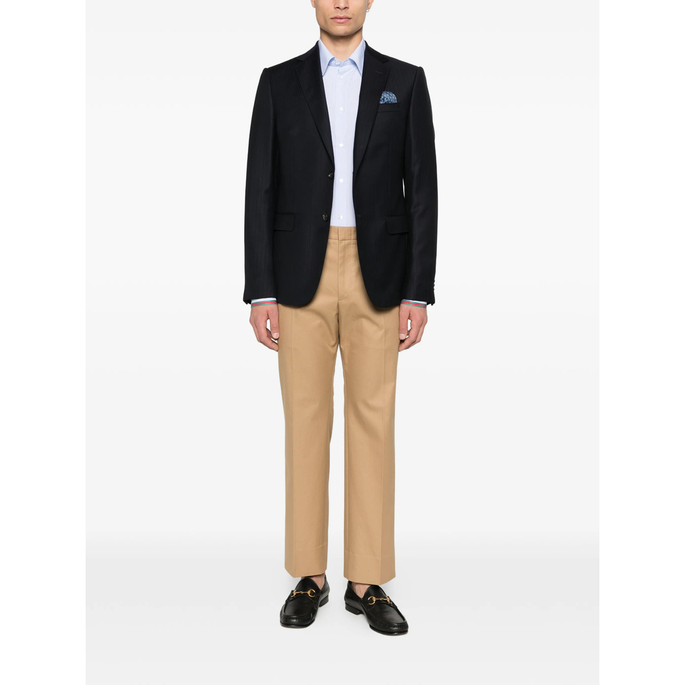 Cotton Twill Trousers With Web Detail