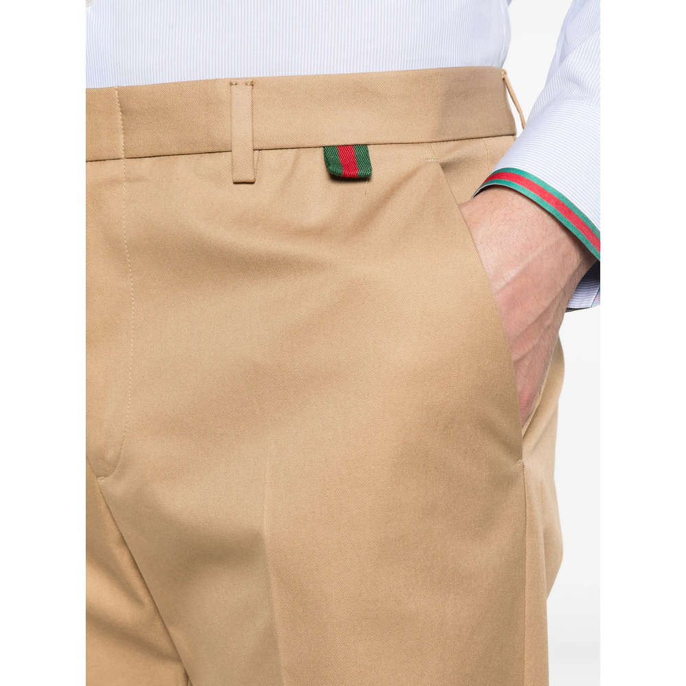 Cotton Twill Trousers With Web Detail