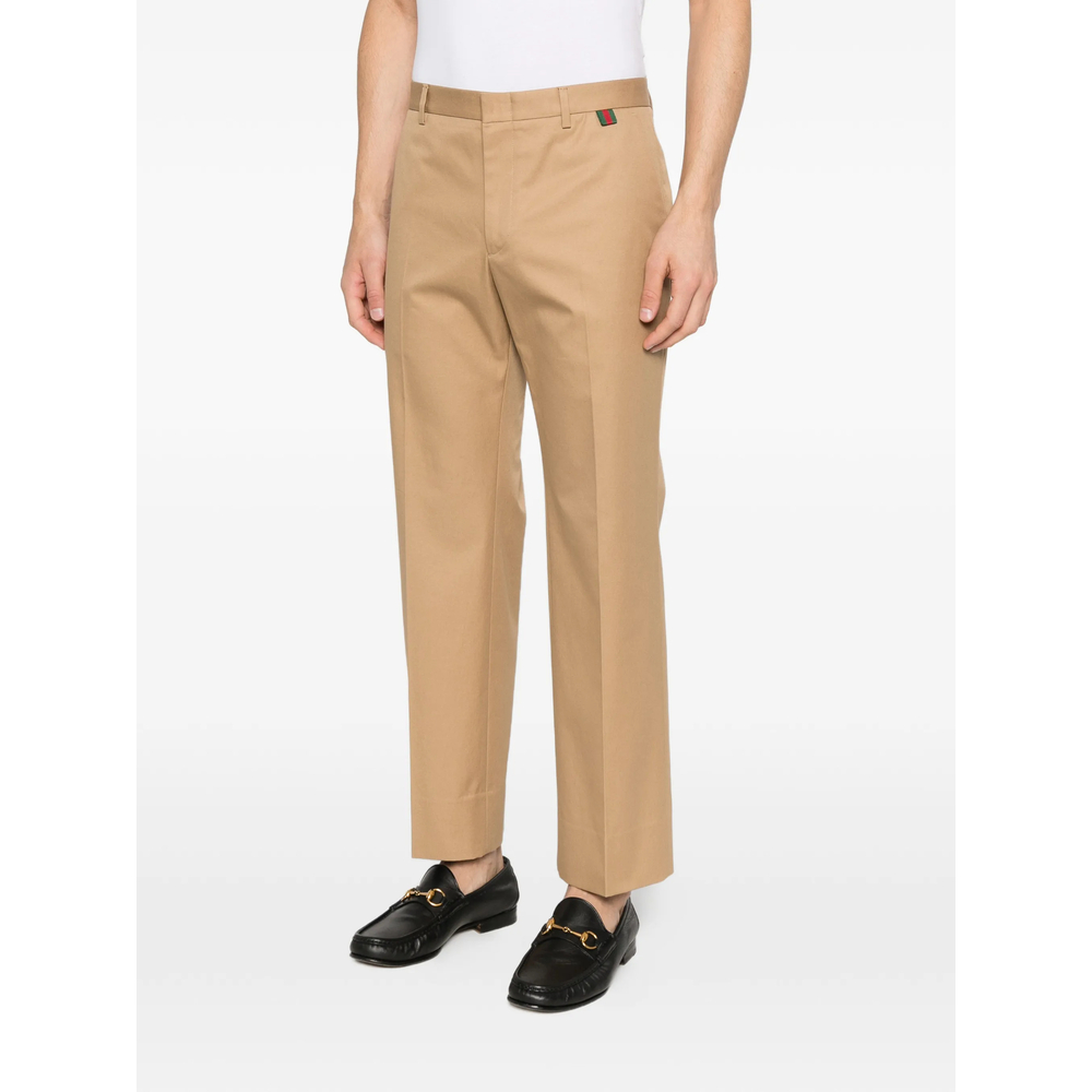 Cotton Twill Trousers With Web Detail