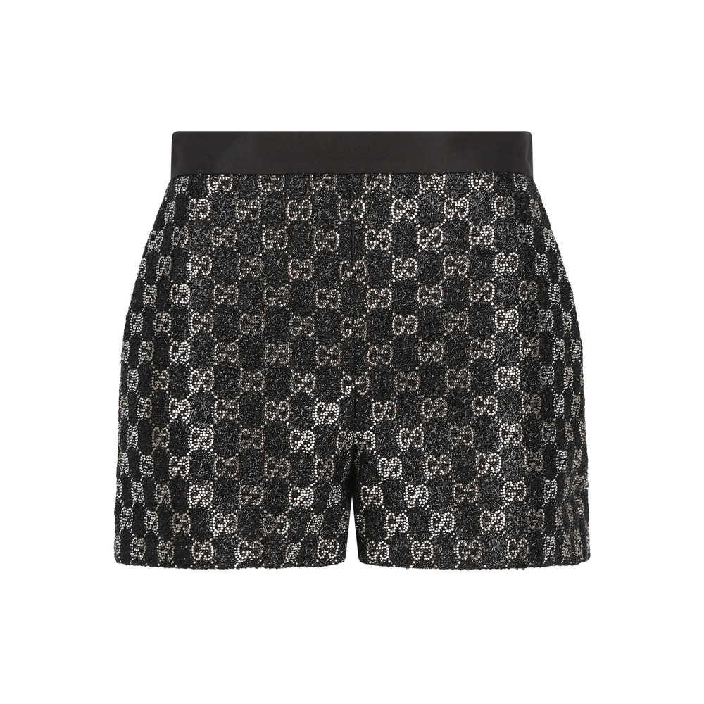 Gucci Embroidered Wool Tweed Lamé Shorts