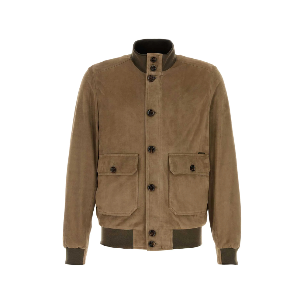 Moorer Carlos Button-up Suede Bomber Jacket