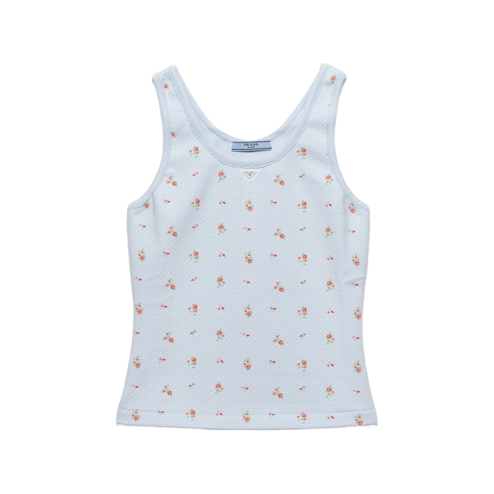 Prada Bouquet Print Ribbed Knit Top