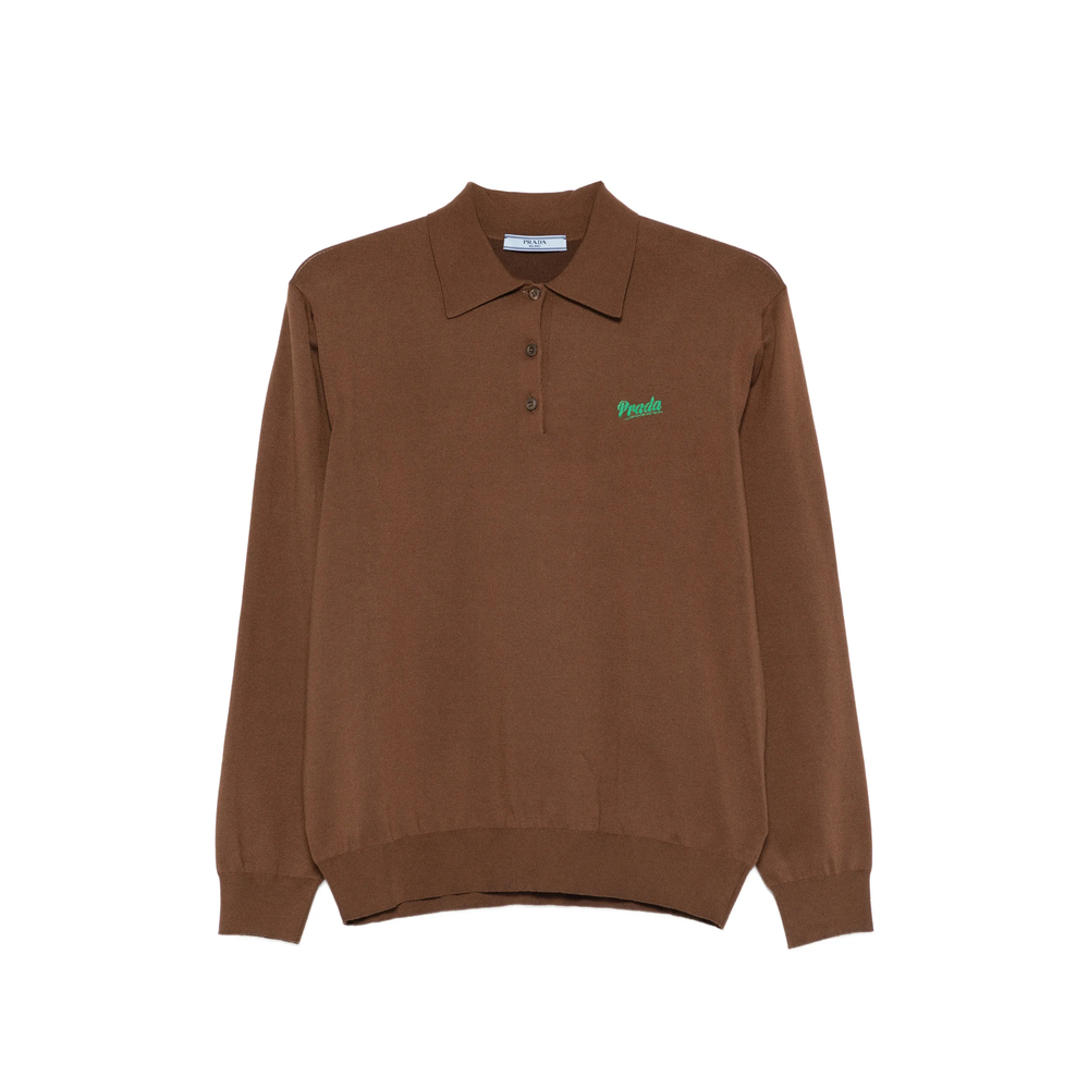 Prada Silk Polo Shirt In Brown