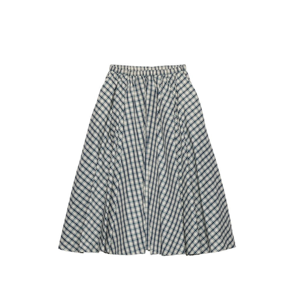Prada Full Checked Chambray Skirt