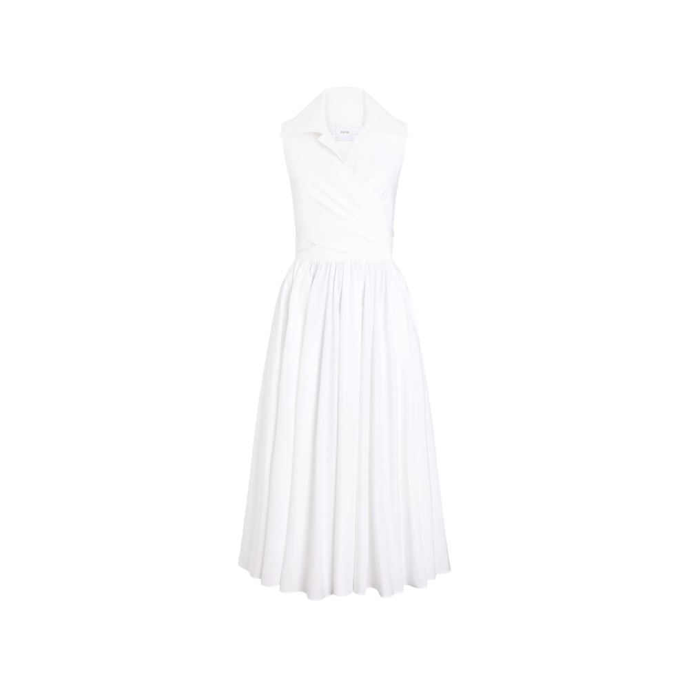 Patou Draped Midi Dress In White