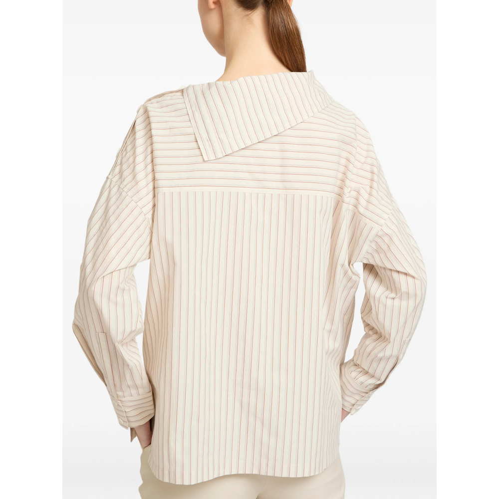 Asymmetric-Neck Poplin Blouse