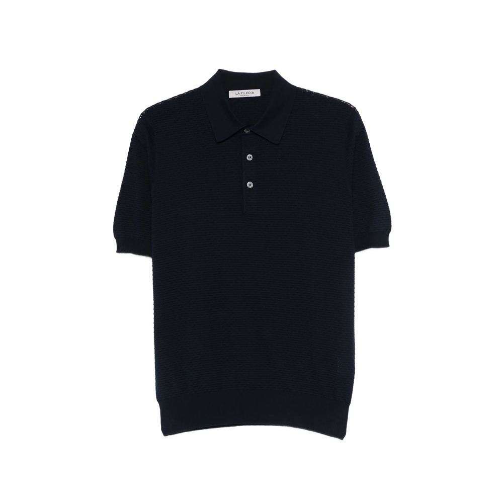 La Fileria Textured Button Polo Shirt